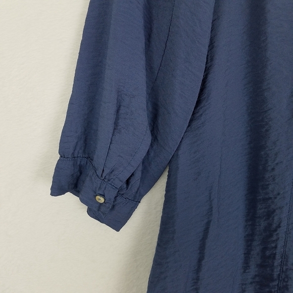 Cut Loose Periwinkle Hidden Button Front Lagenlook Longsleeve Tunic Top Large - Picture 4 of 12